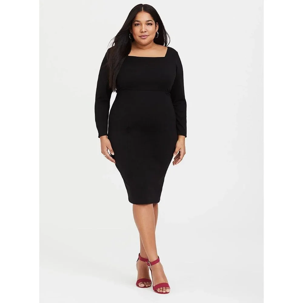 TORRID Black Premium Ponte Knit Bodycon Cocktail Dress sz 20 Women's Plus LBD - Picture 13 of 13